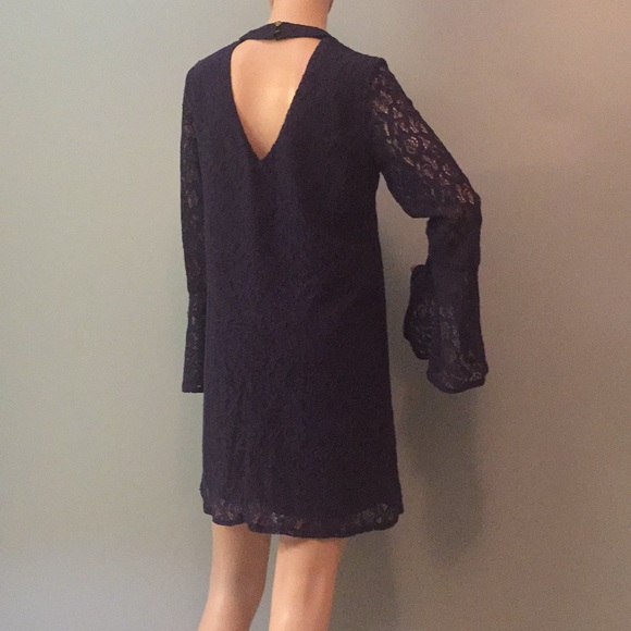 Navy long sleeve lace dress - Picture 4 of 6